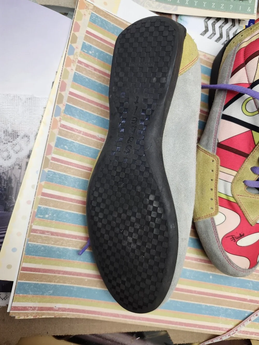 Vintage Emilio Pucci Driving Shoes Colorful Print Purple Laces EU 38/39